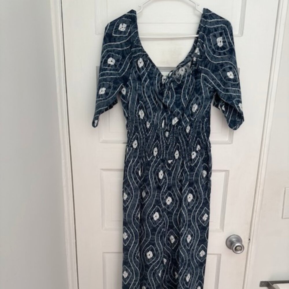 Earthbound Trading Co. Batik Blue Jumpsuit Size M